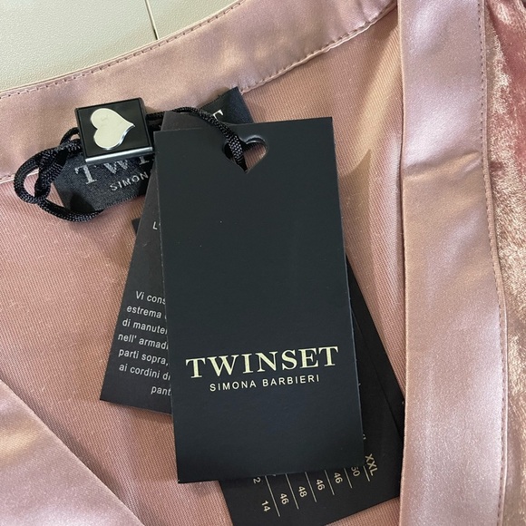 Twinset Velvet Mini Dress Pink Blush Size 6 Italian‎ Size 42 New - Picture 8 of 13